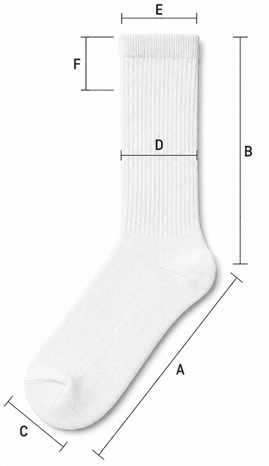 Custom Branded Knee High Socks dimensions diagram